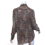 Saint Laurent Paisley Print Button Down Shirt Brown/Multi Crepe Size 40
