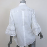 Roberto Cavalli Lace-Trimmed Bell Sleeve Shirt White Cotton Size 40