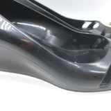 Gucci Marola Interlocking GG Peep Toe Jelly Wedge Pumps Black Size 38 NEW
