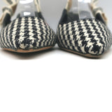 Christian Dior J'Adior Slingback Pumps Black & Cream Houndstooth Wool Size 36.5