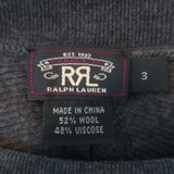 RRL Ralph Lauren Fine Ribbed Long Sleeve Top Charcoal Size 3