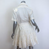 Sandro Tanzanite Ruffled Shirtdress Ecru Size 36 Short Sleeve Mini Dress NEW