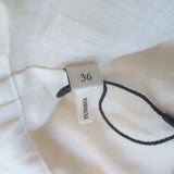 Sandro Tanzanite Ruffled Shirtdress Ecru Size 36 Short Sleeve Mini Dress NEW