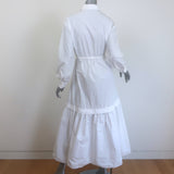 Co Essentials Tiered Midi Shirt Dress White Poplin Size Small
