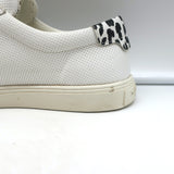 Saint Laurent Andy Leopard Low Top Sneakers White Perforated Leather Size 39