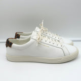 Saint Laurent Andy Low Top Sneakers White Leather & Leopard Calf Hair Size 39