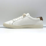 Saint Laurent Andy Low Top Sneakers White Leather & Leopard Calf Hair Size 39