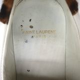 Saint Laurent Andy Low Top Sneakers White Leather & Leopard Calf Hair Size 39