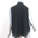 FRAME Smocked Sleeveless Blouse Black & White Polka Dot Silk Size Small