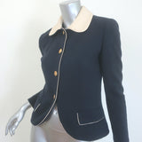 Ralph Lauren Blue Label Contrast-Collar Jacket Navy/Cream Wool Size 8