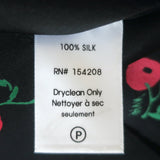 HVN Cristina Blouse Black Cherry Print Silk Size Medium Long Sleeve Top