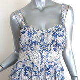 Ulla Johnson Nadine Sweetheart Midi Dress Blue/White Damask Print Size 6