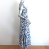 Ulla Johnson Nadine Sweetheart Midi Dress Blue/White Damask Print Size 6