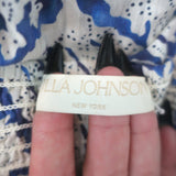 Ulla Johnson Nadine Sweetheart Midi Dress Blue/White Damask Print Size 6