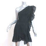 Isabel Marant Etoile Ruffled One Shoulder Mini Dress Teller Black Linen Size 38