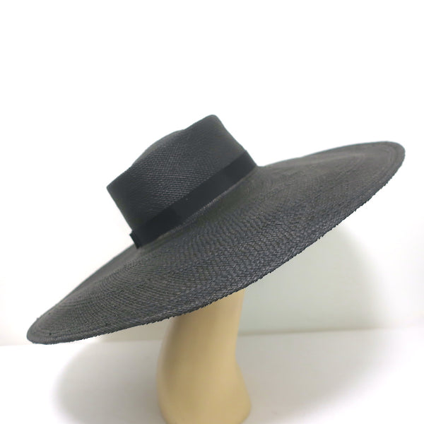 Gladys Tamez Millinery Extra Wide Brim Straw Hat Black Size Small