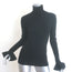 Valentino Bell Sleeve Turtleneck Sweater Black Ribbed Stretch Knit Size Large