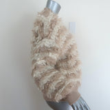 Brunello Cucinelli Striped Mohair Shearling Bomber Jacket Cream/Beige Size Small