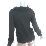 Rochas Jacket Black Lace-Trimmed Crepe Size 38