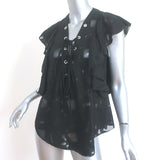 IRO Lace-Up Blouse Gilka Black Burnout Georgette Size 38 Sleeveless Top