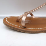 K. Jacques Gina Flat Gladiator Sandals Rose Gold Metallic Leather Size 40
