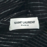 Saint Laurent Lurex-Striped Tie Neck Blouse Black & Silver Chiffon Size 42
