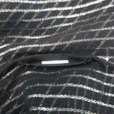 Saint Laurent Lurex-Striped Tie Neck Blouse Black & Silver Chiffon Size 42