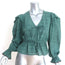 Ulla Johnson Ophelia Peplum Top Teal Striped Cotton Size 0 Long Sleeve Blouse