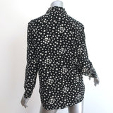 Saint Laurent Star Print Silk Shirt Black/White Size 42 Long Sleeve Blouse