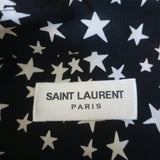 Saint Laurent Star Print Silk Shirt Black/White Size 42 Long Sleeve Blouse