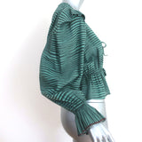 Ulla Johnson Ophelia Peplum Top Teal Striped Cotton Size 0 Long Sleeve Blouse