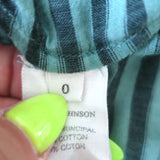 Ulla Johnson Ophelia Peplum Top Teal Striped Cotton Size 0 Long Sleeve Blouse