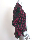 Saint Laurent Star Print Silk Shirt Black/Pink Size 42 Long Sleeve Blouse