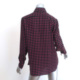 Saint Laurent Star Print Silk Shirt Black/Pink Size 42 Long Sleeve Blouse