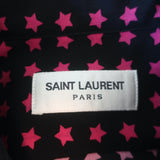 Saint Laurent Star Print Silk Shirt Black/Pink Size 42 Long Sleeve Blouse