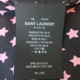 Saint Laurent Star Print Silk Shirt Black/Pink Size 42 Long Sleeve Blouse