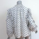 Ulla Johnson Kati Ruffle Blouse White Floral Print Cotton Size 0 Long Sleeve Top