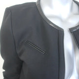 IRO Tim Leather-Trim Open Front Jacket Black Size 28