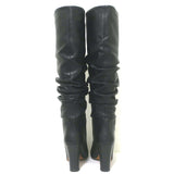 IRO Ruched Leather Knee High Boots Black Size 37
