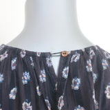 Ulla Johnson Gaia Ruffle Top Dark Brown/Black Floral Print Cotton Size 0