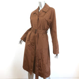 Bottega Veneta Trench Coat Brown Silk-Blend Size 40 Belted Long Jacket