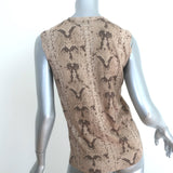 Yves Saint Laurent Top Beige Snakeskin Print Wool Size Small Sleeveless Sweater