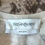 Yves Saint Laurent Top Beige Snakeskin Print Wool Size Small Sleeveless Sweater