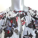 Isabel Marant Tie-Neck Top Floral Print Stretch Silk Size 40 Long Sleeve Blouse