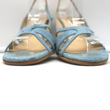 Jimmy Choo Studded Denim Slingback Sandals Size 37 Open Toe Heels