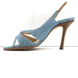 Jimmy Choo Studded Denim Slingback Sandals Size 37 Open Toe Heels