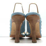 Jimmy Choo Studded Denim Slingback Sandals Size 37 Open Toe Heels