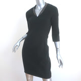 Veronica Beard Zip-Front Mini Dress Black Leather-Trim Wool-Blend Size 1