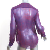 Isabel Marant Etoile Blouse Red/Blue Maze Print Chiffon Size 36 Long Sleeve Top