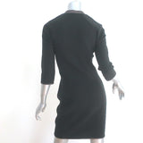 Veronica Beard Zip-Front Mini Dress Black Leather-Trim Wool-Blend Size 1